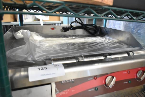 Avantco 177EG24N stainless steel flat top griddle, brand new with minor scratches, 208/240V, 1 Phase, in original packaging.