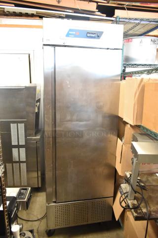 Fagor QVF-1 stainless steel commercial single door reach-in freezer. 115 volts, 1 phase, good condition.