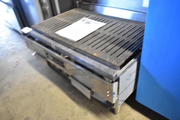 BRAND NEW EmberGlo stainless steel electric charbroiler grill, commercial countertop model, 208/480 volts, 1 phase.