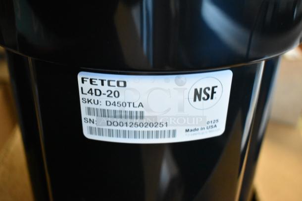 BRAND NEW SCRATCH AND DENT! 2025 Fetco Luxus 2 Gallon Coffee Dispenser, Stainless Steel, with Stand, Antimicrobial Handle, Model L4D-20TLA.