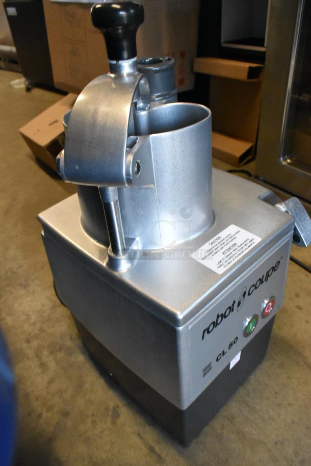 BRAND NEW SCRATCH AND DENT Robot Coupe CL50 food processor, 1 1/2 hp, 120V, shows labels, no discs included.