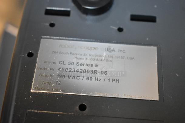 Robot Coupe CL50 649CL50ND food processor, model CL 50 Series E, serial 4502342003R-06, 120 VAC, 60 Hz, 1 PH.