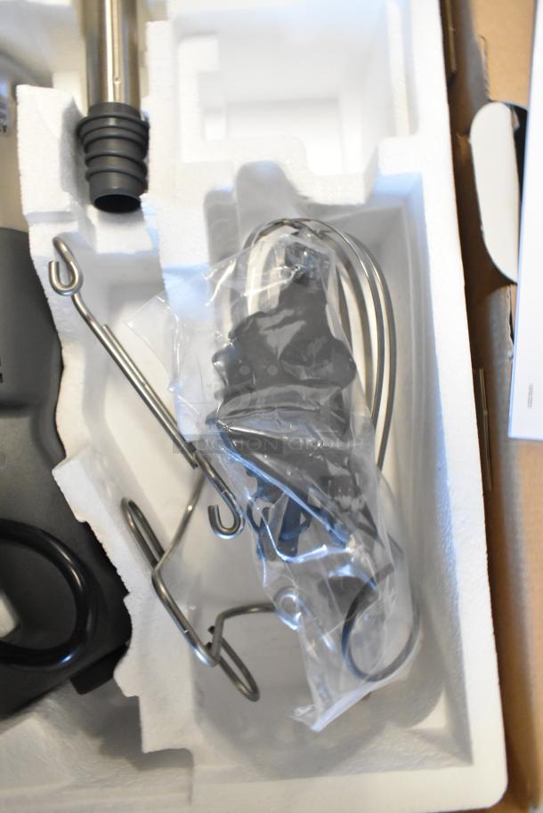 Brand new Robot Coupe MMP190VV Combi Mini 8" variable speed immersion blender with 7" whisk. Includes packaging and accessories.
