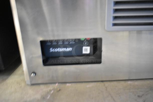 Alt text: "2024 Scotsman MC1030MA-32A Stainless Steel Ice Machine, Prodigy Elite Series, New Scratch and Dent, 1077 lb capacity."