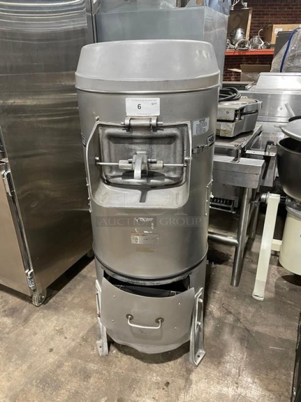 Hobart 6460C commercial 60 lb. electric potato peeler on stand; 115V, 1 phase, stainless steel; working condition noted.
