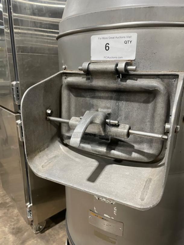 Hobart Commercial Electric 60 lb. Potato Peeler, Model 6460C, 115V 1 Phase, with stand, shown on legs, used condition.