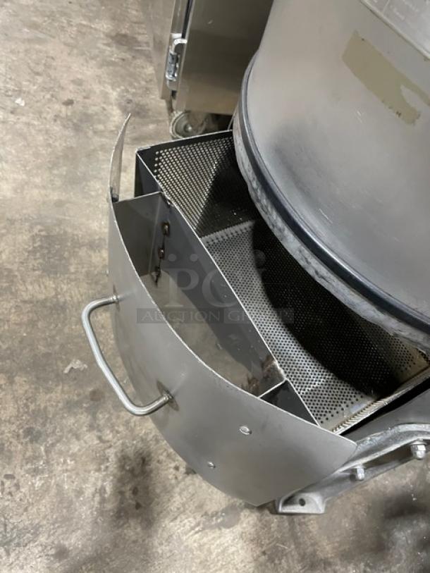 Hobart Model 6460C commercial potato peeler, 60 lb capacity, electric, with stand, 115V 1 phase, working condition.