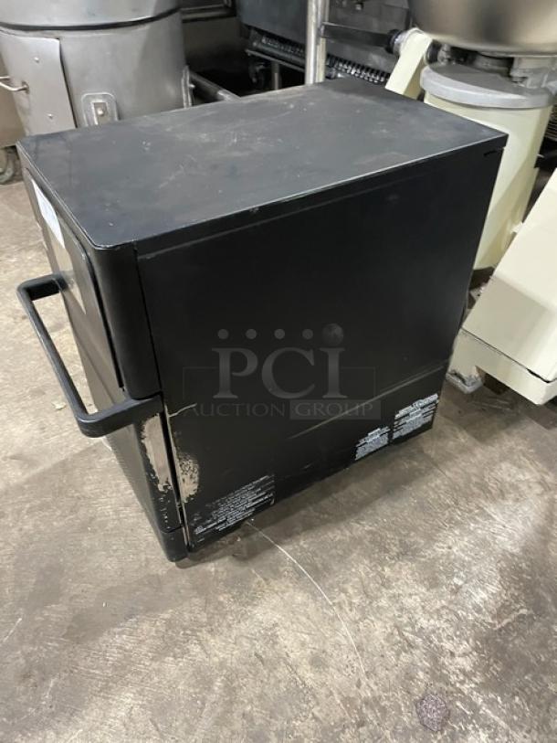 MerryChef Eikon E2S commercial black countertop high-speed oven, electric, 208/240V, 1 phase, minor wear.