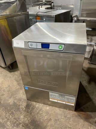 Hobart LXEC stainless steel undercounter dishwasher, Energy Star certified, includes cup rack & extender, excellent condition.