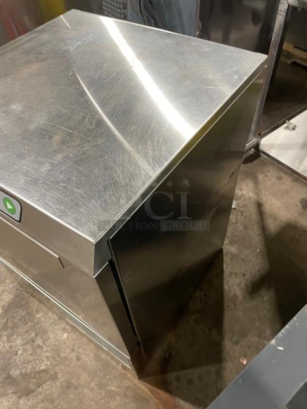 Hobart LXEC commercial stainless steel undercounter dishwasher, Energy Star certified. Includes cup rack and extender.