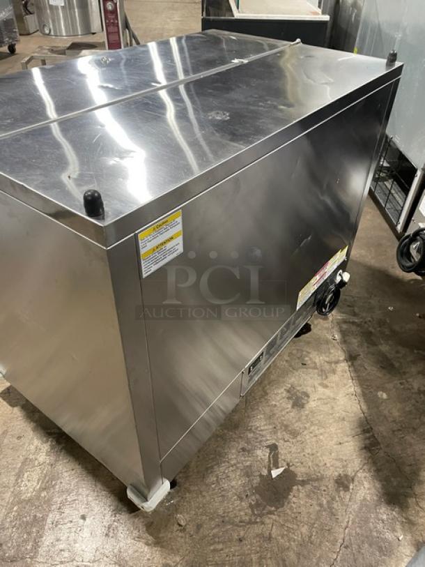 Beverage-Air stainless steel milk cooler, Model SM49HC-S-105, Energy Star, poly coated rack, on casters, 115V, single-access.