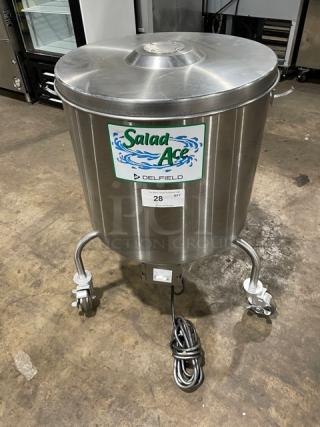 Delfield Salad Ace Series 20 Gal. Stainless Steel Vegetable Dryer, Model SALD-1, on casters, electric-powered.