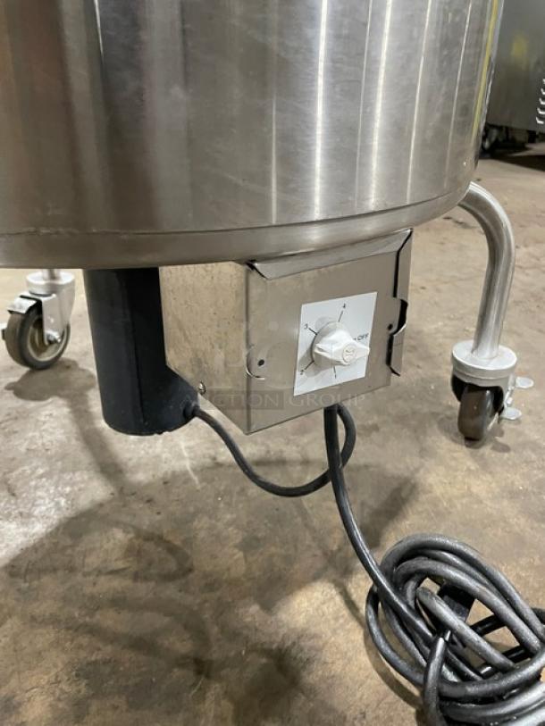Delfield Salad Ace Series 20 Gal. Stainless Steel Vegetable Dryer, Model SALD-1, with control knob and casters, electric powered.