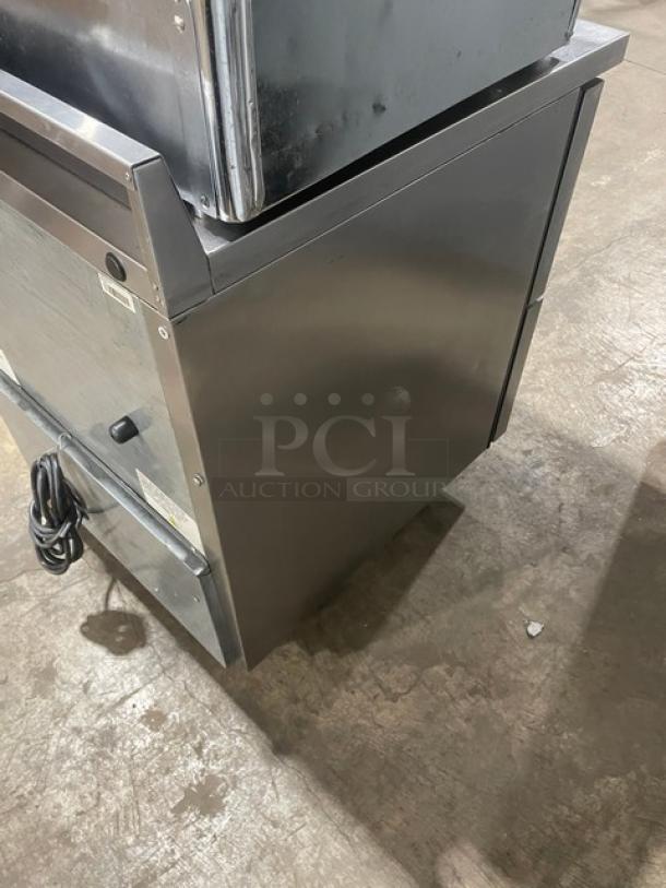 True TWT-27D-2-HC stainless steel 2-drawer worktop refrigerator with upturned backsplash, model SN 9011246, 115V 1 Phase.