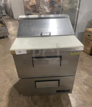 True Commercial Stainless Steel 2 Drawer Refrigerated Bain Marie Style Salad/Sandwich Prep Table! With Cutting Board! Model: TSSU-27-08D-2 SN: 4263534! 115V 1 Phase! On Casters! - Item #1215557
