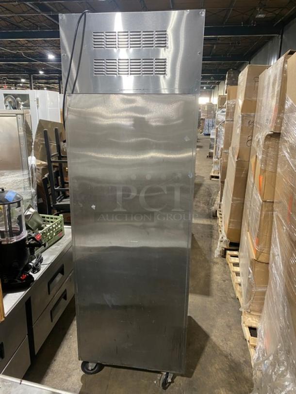 Victory ULTRASPEC stainless steel single door reach-in refrigerator, model RS1DS7, on casters, excellent condition.