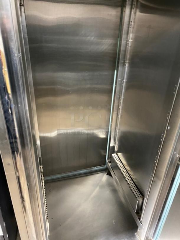 Victory Commercial Stainless Steel 2 Door Roll-Thru Heated Holding Cabinet, dual compartment controls, excellent condition.