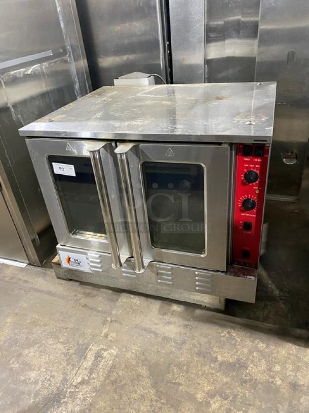 CPG Stainless Steel Natural Gas Convection Oven, Model FGC100. Features thermostatic control and wired rack, 120V, single phase.