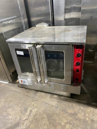 CPG Commercial Stainless Steel Natural Gas Powered Single Stack Convection Oven! With Thermostatic Control! With Wired Oven Rack! Model: FGC100 SN: 0517FGCN079! 120V 1 Phase! - Item #1215588