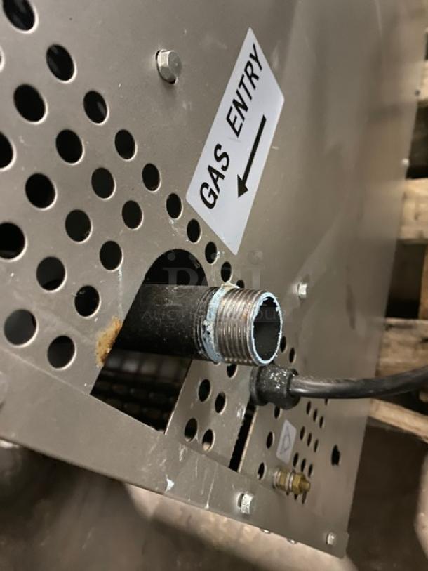 CPG FGC100 Commercial Stainless Steel Gas Convection Oven, thermostatic control, gas entry marked, wired rack, SN: 0517FGCN079.