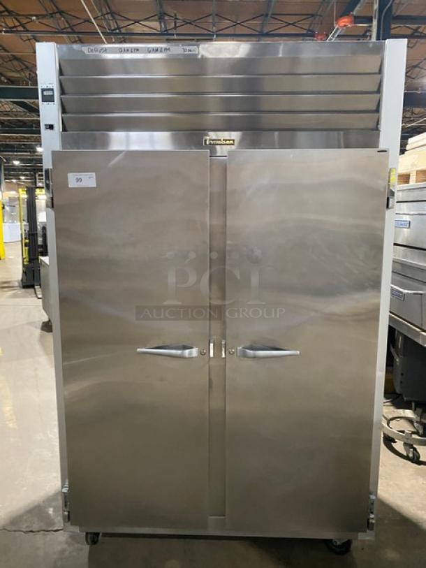 Traulsen G-Series stainless steel 2 door reach-in freezer, Model G22010, on casters. Energy Star certified, 115V 1-phase.