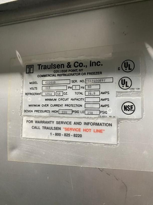 Traulsen G-Series Commercial Freezer model G22010, stainless steel, Energy Star certified, on casters, 115V, 1 Phase.