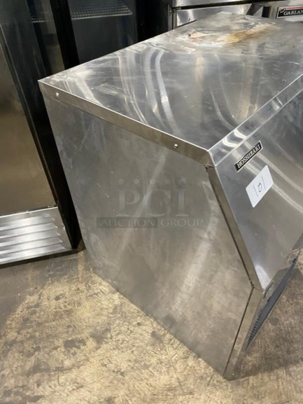 Hoshizaki F-500BAJ stainless steel undercounter flake ice machine, electric, air-cooled, model F500BAJ, serial H00331D, 115V, 1 phase.