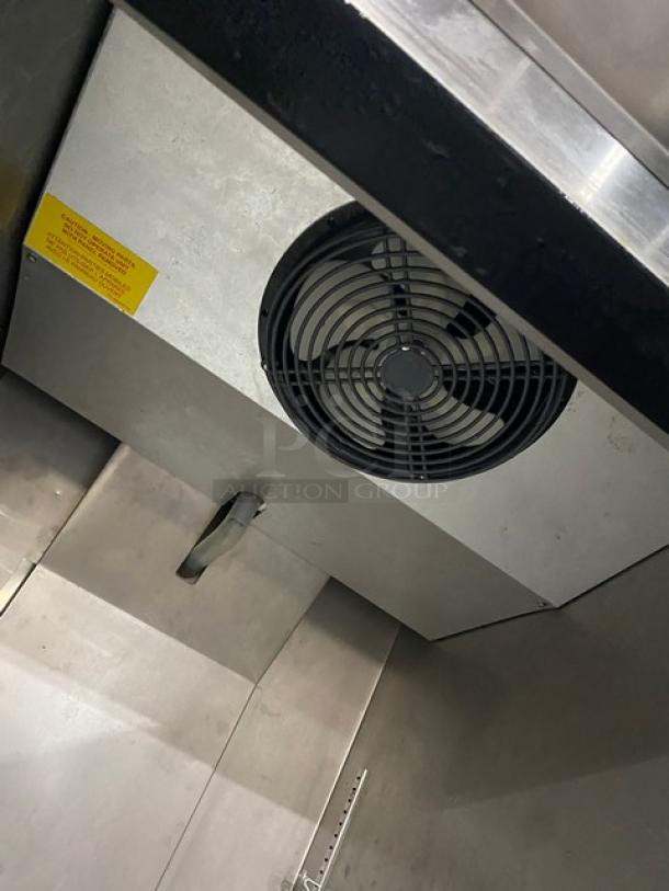 Asber ARF-23-H F HC Stainless Steel Single Door Freezer interior with fan and poly coated wire rack. Model: ARF23HFHC.