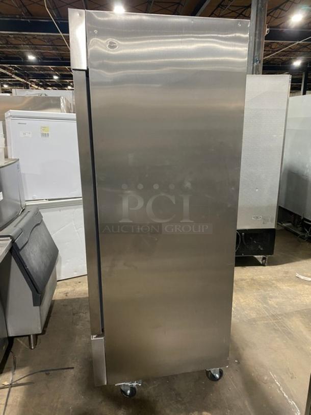 Kelvinator Commercial 2-Door Stainless Steel Freezer, Model KCHRI54R2DFE, with poly-coated racks, on casters, 115V.