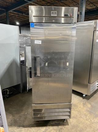 Kelvinator Commercial Stainless Steel Solid Single Door Reach In Freezer! Energy Star Certified! With Poly Coated Wired Rack! Model: KCBM23FSE SN: 9117020052! 115V! On Casters! - Item #1215602