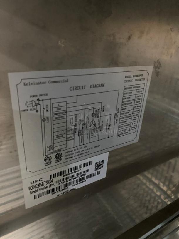 Kelvinator Commercial Stainless Steel Freezer, Model KCBM23FSE, Energy Star Certified, includes poly coated rack, on casters.
