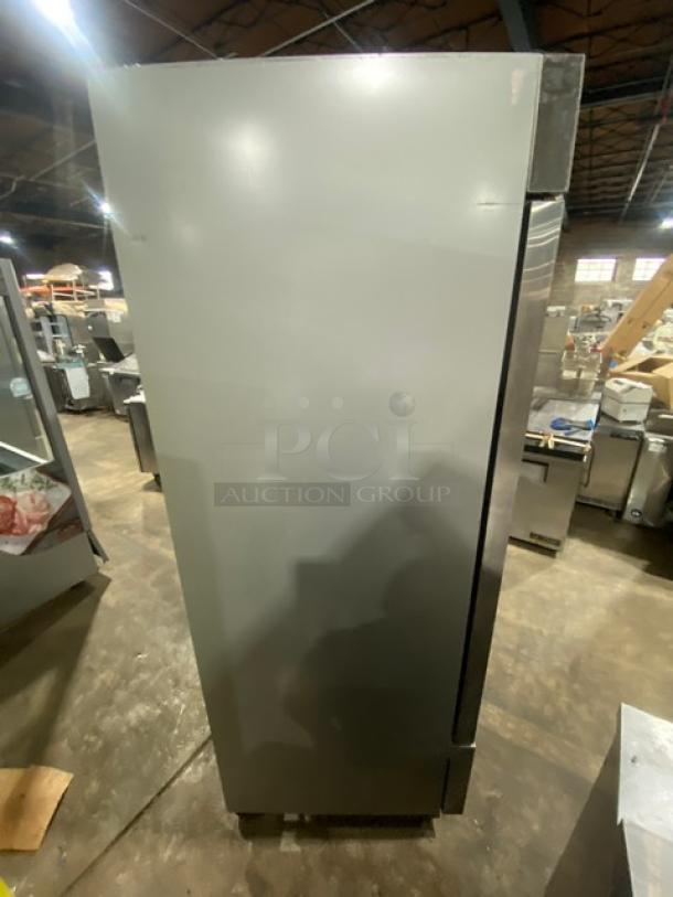 Beverage-Air KF481AS stainless steel 2-door commercial reach-in freezer, 115V, on casters, good condition.