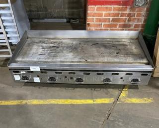 Vulcan Commercial Stainless Steel Natural Gas Powered Countertop Flat Griddle! With Thermostatic Control! With Back & Side Splash! On Legs! - Item #1215598