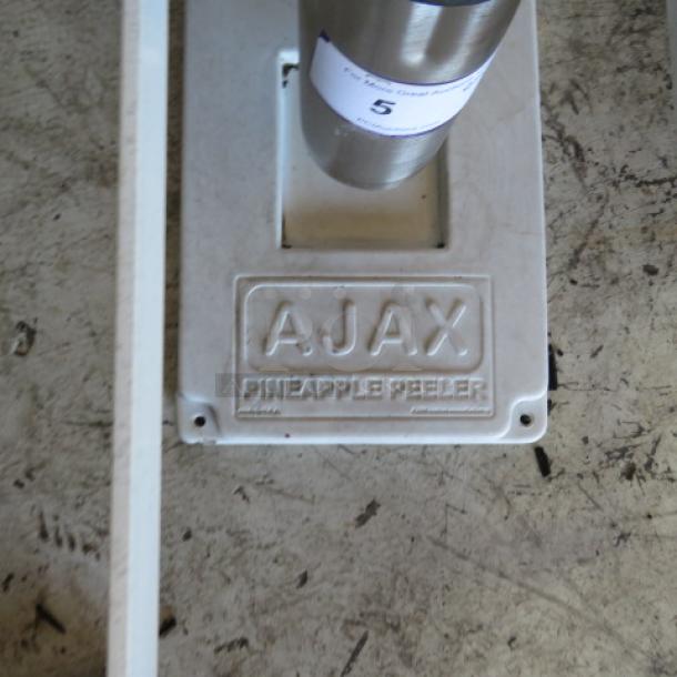 AJAX Pineapple Peeler, metal construction, label displays brand name. Used condition, priced at $965.80.