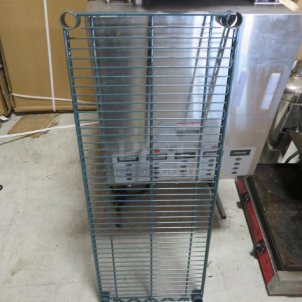 New 36x14 green Metro shelf, metal, durable construction, ideal for storage, pristine condition, 2XBID model.