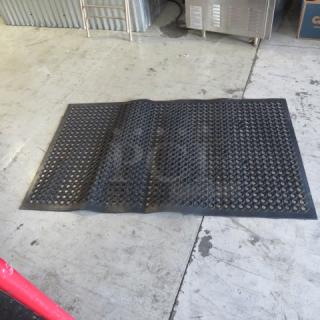New 60x36 fatigue mat with anti-fatigue design, black, perforated surface, ideal for reducing fatigue in workspaces.