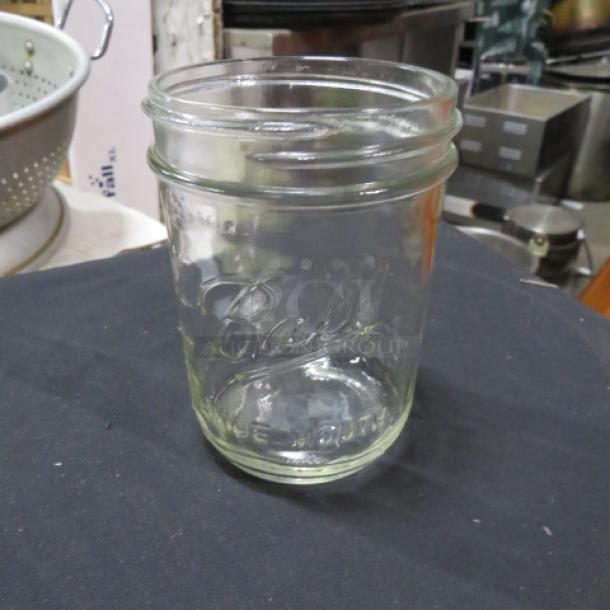 Pint size wide mouth Ball Mason jar, clear glass, "Ball" embossed, excellent condition.