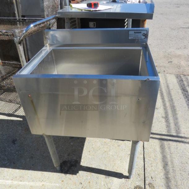 Krowne stainless steel under bar ice well, model 18-24, 24x18.5x33.5 inches, good condition, visible brand label.