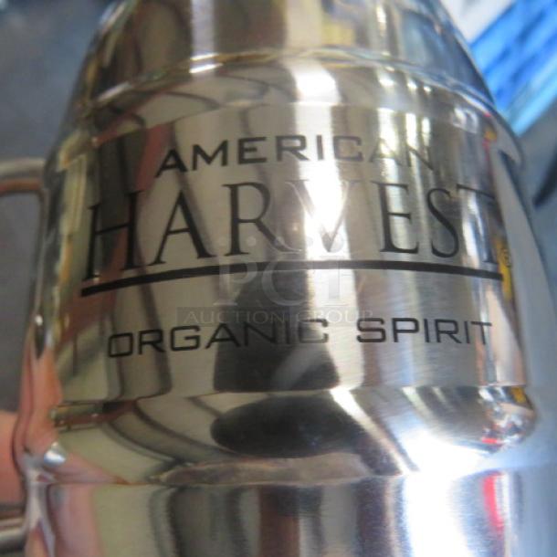 NEW American Harvest Stainless Steel Mule mug featuring "Organic Spirit" engraving; pristine condition.