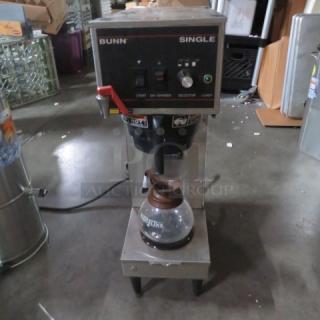 One Bunn Coffee Brewer With Filter Basket And Pot. Model# Single.120 Volt. 9X19X29 - Item #1218096