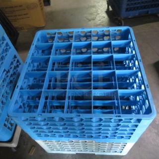 Blue 25 Hole Dishwasher Rack by 2XBID, used condition. Sturdy plastic design, stackable with visible grid-like structure.