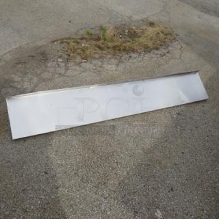 Stainless steel wall mount shelf, 72x12x10 inches, in good condition. Simple design, ideal for storage solutions.