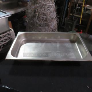 Full-size 2.5-inch deep hotel pan, stainless steel, used condition, suitable for commercial kitchens.