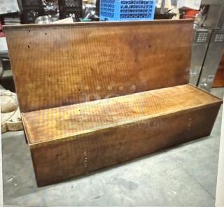 Wooden single-sided booth, measuring 50x26x43.5 inches. In good condition, features a simple wooden design.