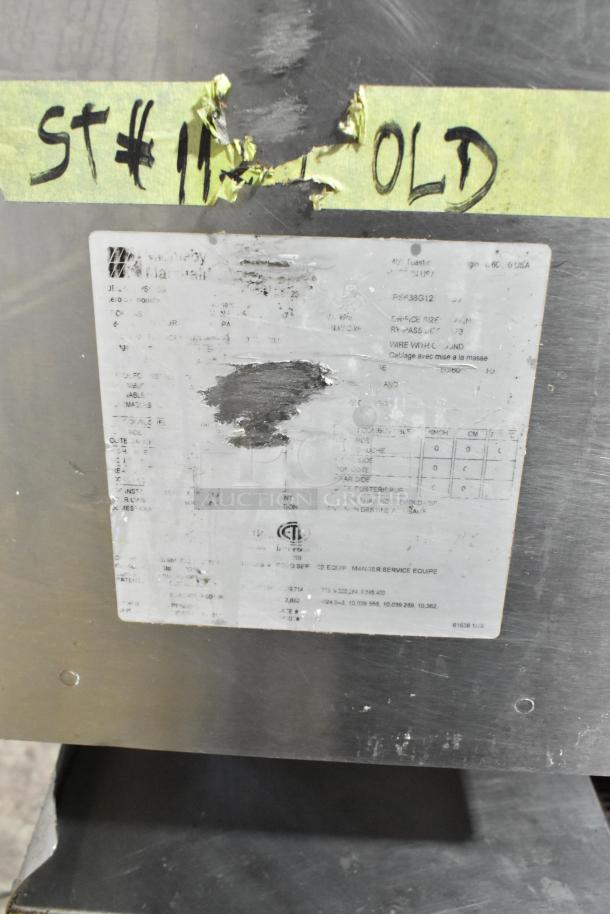 2021 Middleby Marshall PS638G stainless steel commercial conveyor pizza oven label, slight wear, indicating model info.