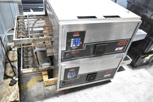 2019 Middleby Marshall CTX DZ33I conveyor pizza ovens, stainless steel, electric, on casters, 208V, 3/1 phase.