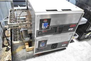 2019 Middleby Marshall CTX DZ33I conveyor pizza ovens, stainless steel, electric, on casters, 208V, 3/1 phase.