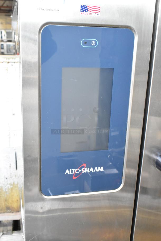 2018 Alto Shaam CTP7-20E stainless steel electric combi convection oven on stand, touchscreen interface, 208-240V, 3 phase.