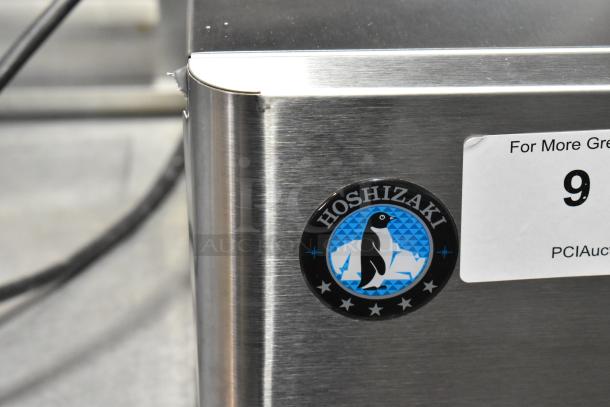 2018 Hoshizaki DCM-500BAH stainless steel commercial countertop water and nugget ice dispenser with visible Hoshizaki logo.