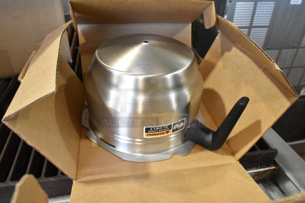 BRAND NEW 2022 Bunn AXIOM-DV-APS stainless steel coffee brewer part, in box, with visible warning label.